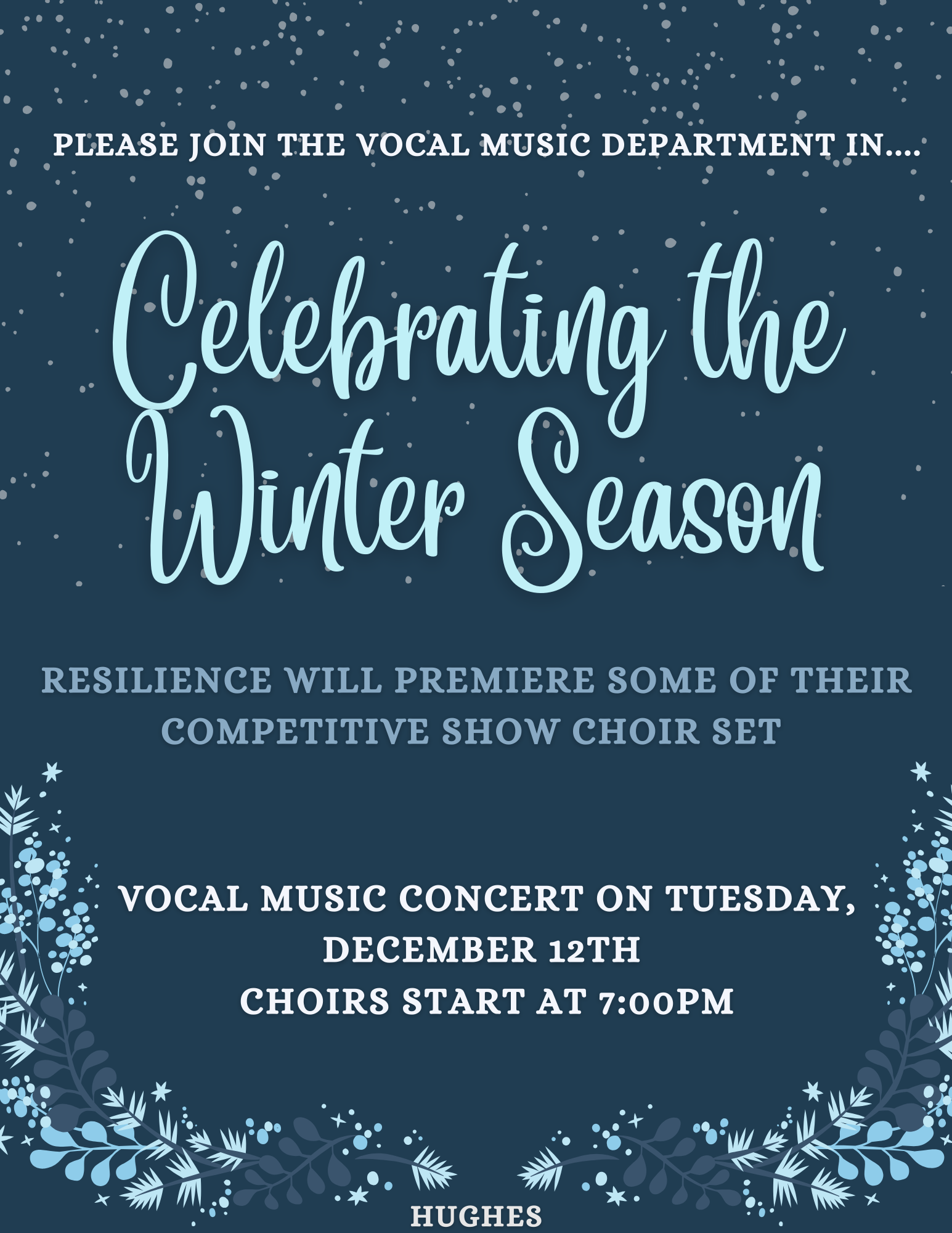  Benson will host a vocal music concert on Tuesday, December 12 at 7 p.m.